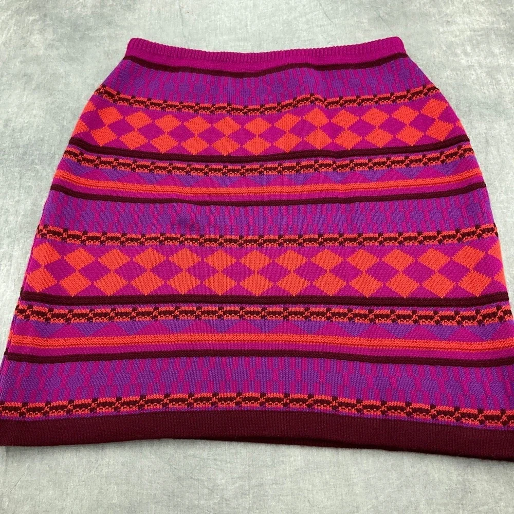 SWAK Skirt Women Medium Pink Orange Diamond Knit Statement Vibrant Mini‎ Stretch